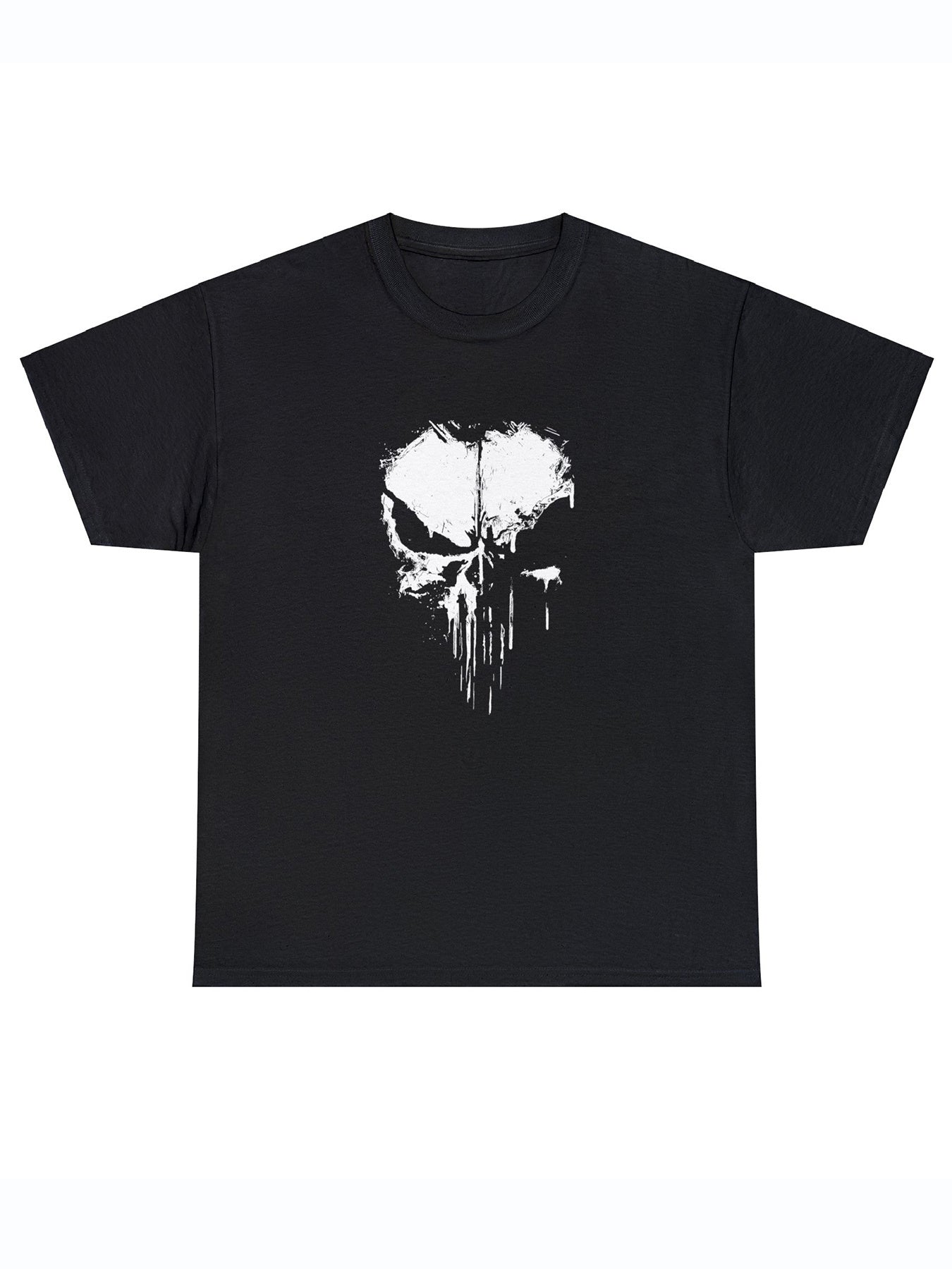 Men's Fashionable Skull Print Sports T-shirt, Summer Casual Elastic Round Neck T-shirt